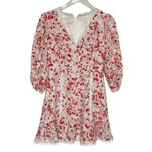 La Maison Talulah Dance Romance Mini Dress M Eyelet Lace Red White